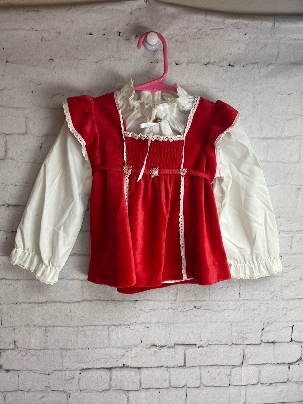 Evy of California size 3T red velour top and white blouse